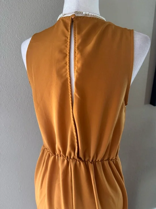 Le Lis Sleeveless Tie-Waist Jumpsuit in Mustard - Picture 6 of 7